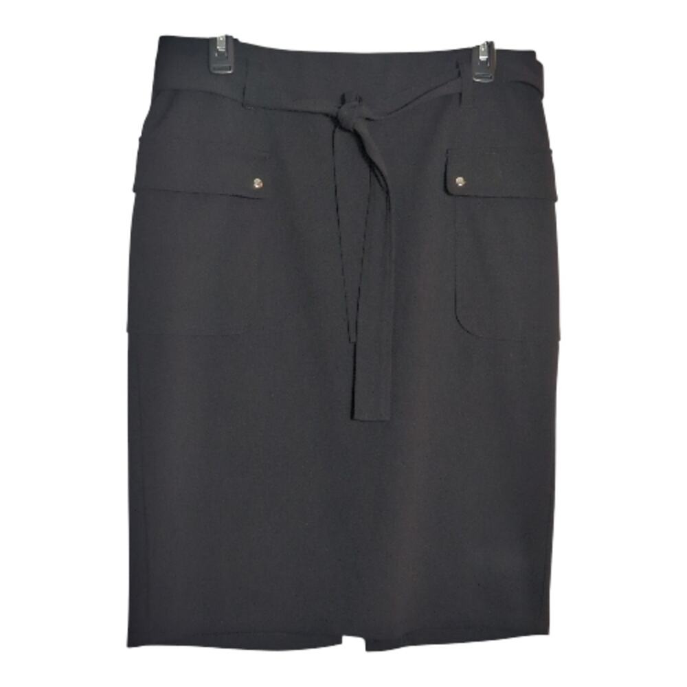 NYCC Medium Black Pencil Skirt with Tie Detail And Pockets Preppy Casual Stylish